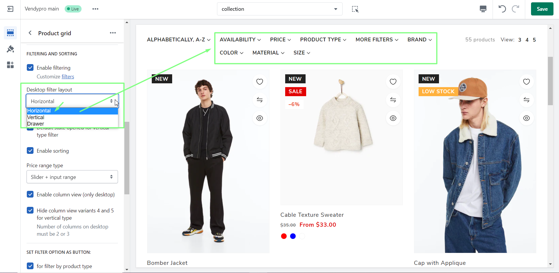 How to manage the Product Filter on the Collection page? - Zemez Support