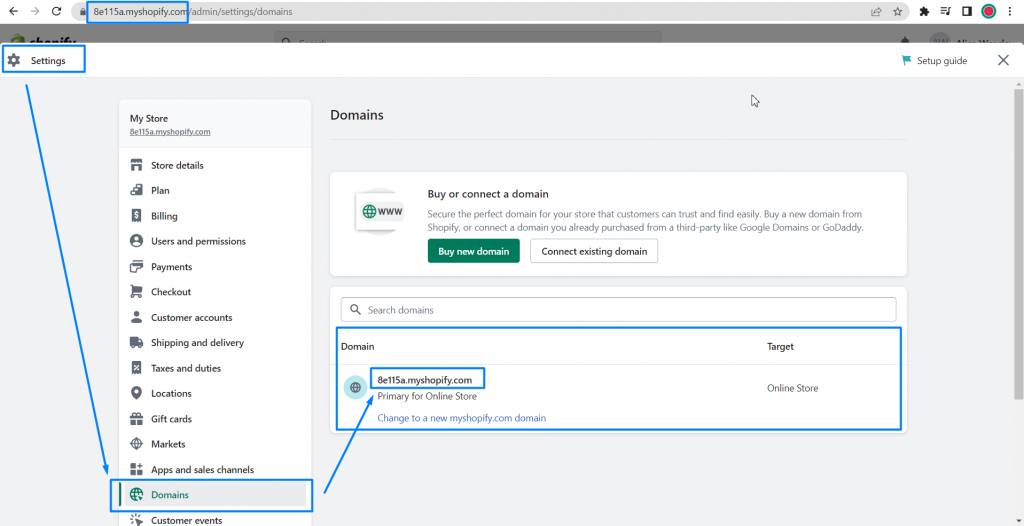 You-can-manage-the-domain-name-through-Settings