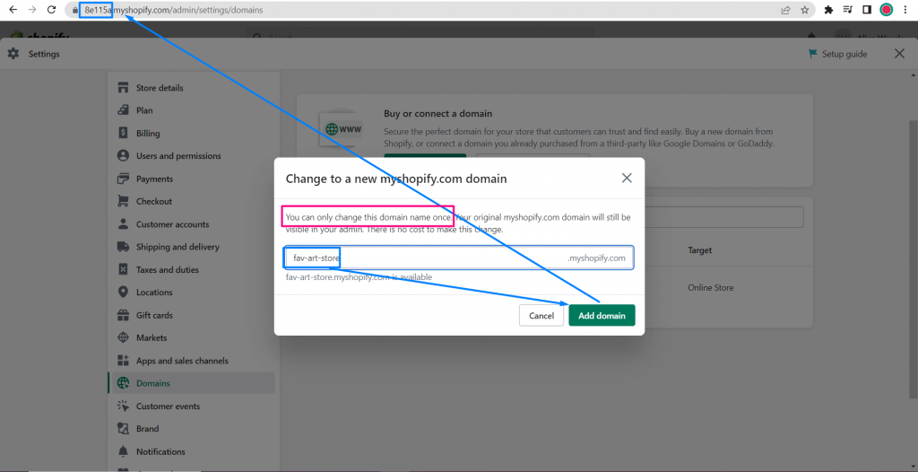 Change-domain-name-Shopify
