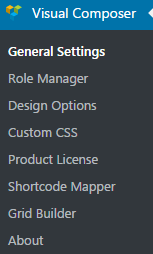 create page using Visual Composer general settings