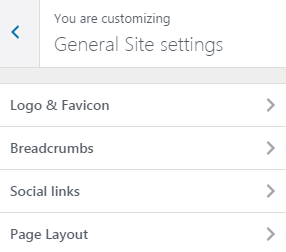 General Site Settings Customizer