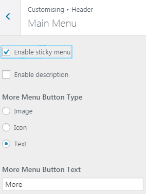 enable/disable sticky menu