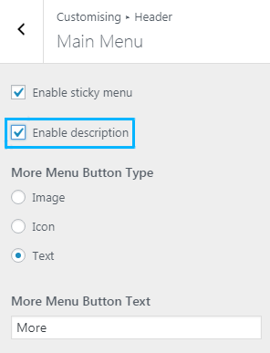 enable/disable Main Menu description
