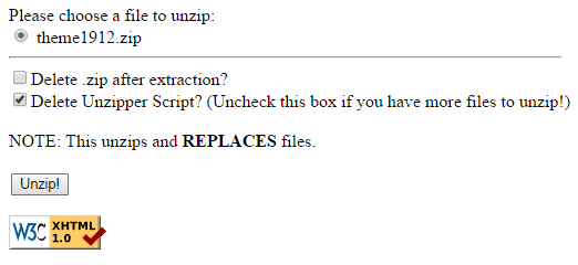 Unzipper.php Script
