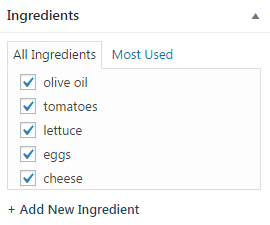 add dishes ingredients using Restaurant Menu plugin