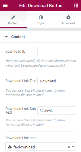 Download Button JetElements Module for Elementor