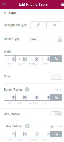 Pricing Table JetElements Module Style for Elementor