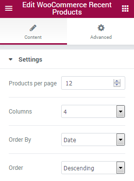 WooCommerce Recent Products JetElements Module for Elementor