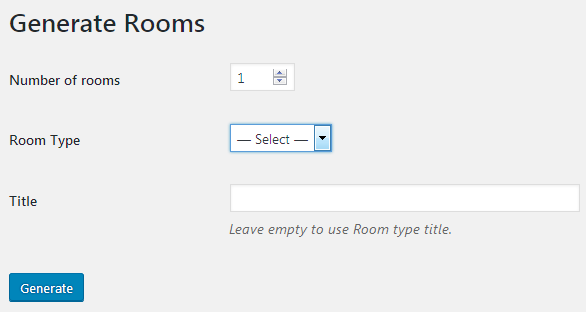 Generating Rooms of the Same Type Using Hotel Booking Plugin