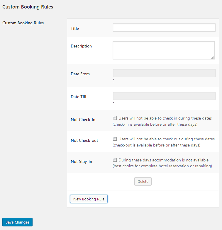 Managing Accommodation Settings