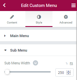 edit menu with elementor