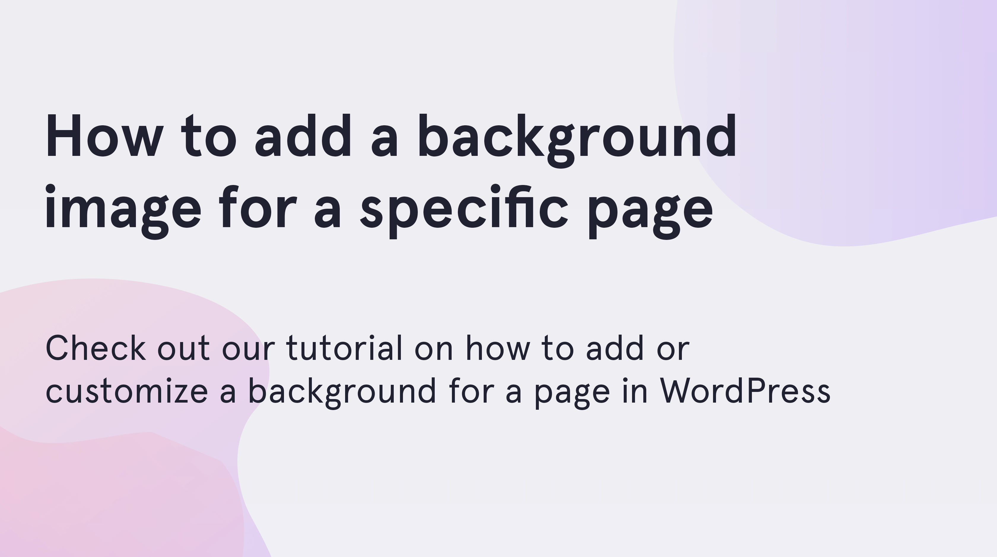 How to add a background image for a specific page in WordPress