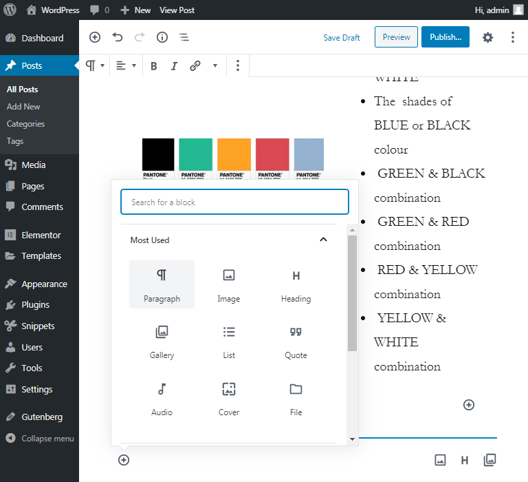 gutenberg reusable blocks