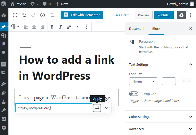  comment lier des pages dans WordPress 