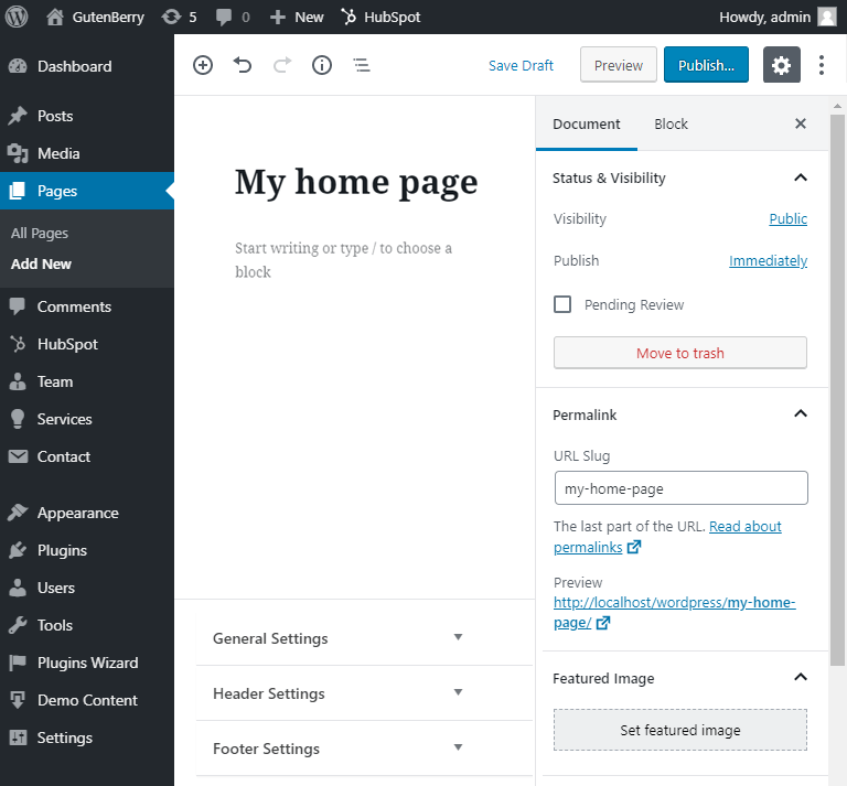 creating home page