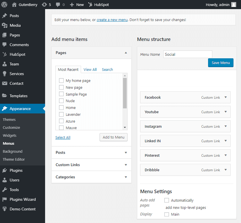 header and footer settings