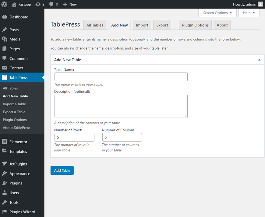 add-table-using-tablepress-plugin