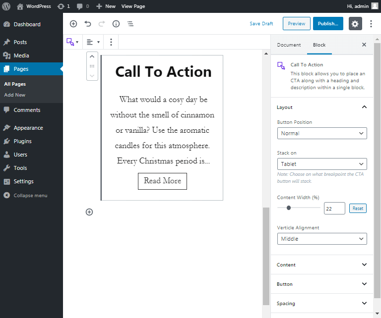 WordPress call to action