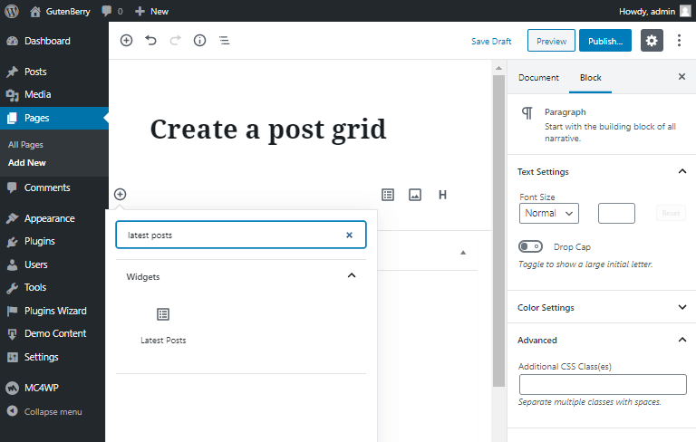 Gutenberg post grid