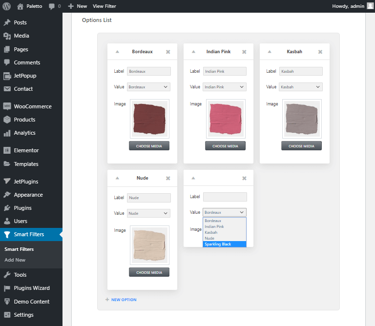 wordpress product filters