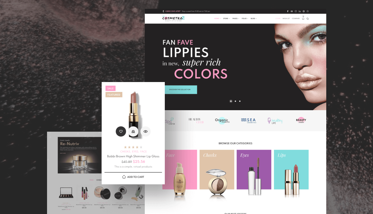 cosmetics store Elementor WooCommerce theme