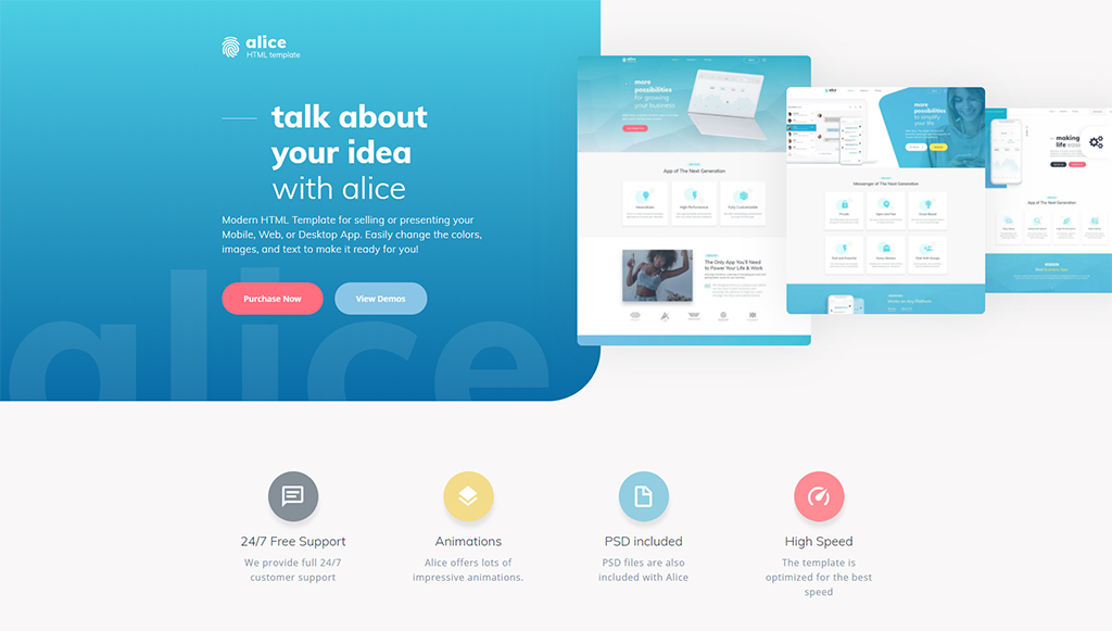 Alice - Application Multipurpose HTML5 Website Template