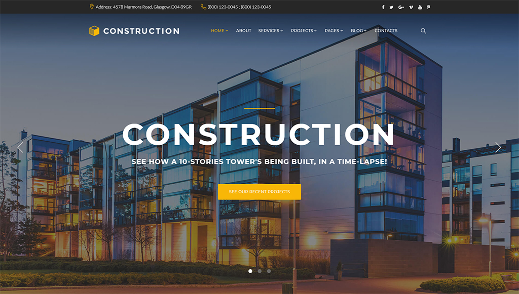 Construction: Best Responsive HTML5 Templates