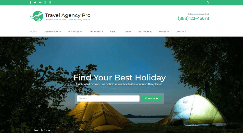 Wordpress travel theme agency Travel Agency