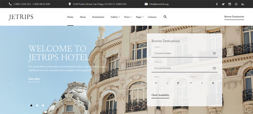 Jetrips Responsive Travel and Hotels HTML5 Template