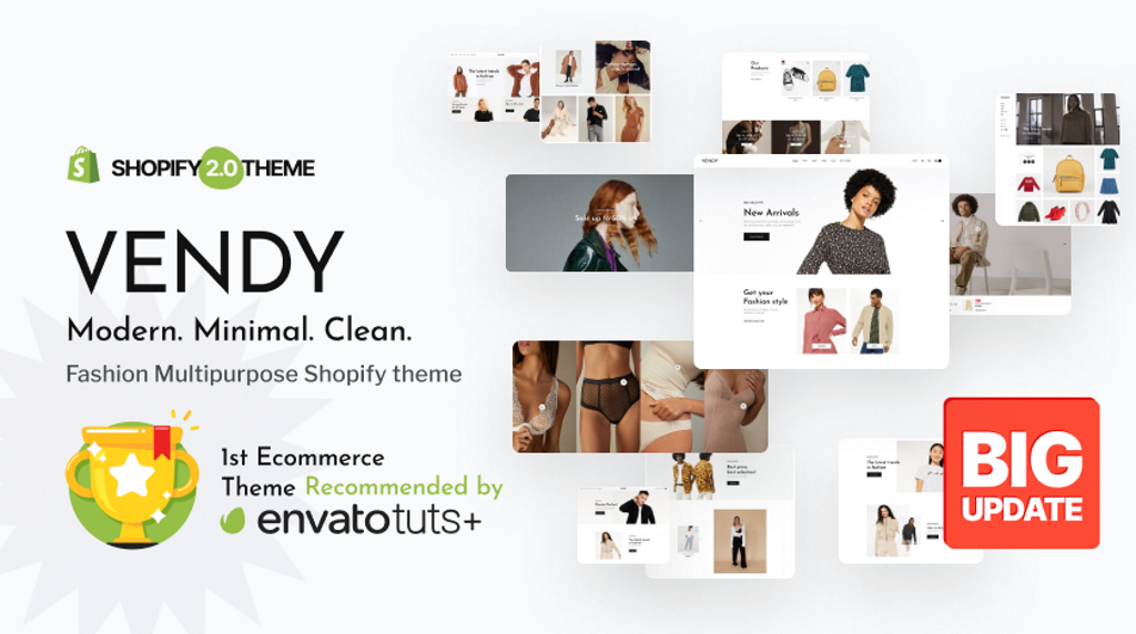 Vendy, a Clean and Minimalistic Multipurpose Shopify Theme for Fashion